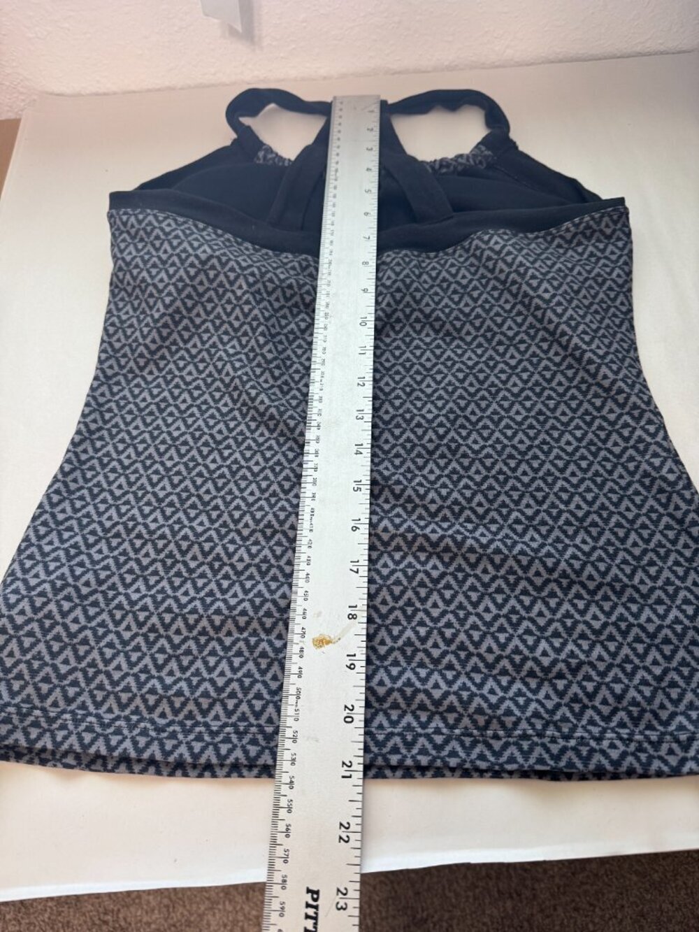 Prana Quinn Jacquard Tank Top Women's Size Medium Charcoal Built-In Bra Racerbac - Picture 8 of 12